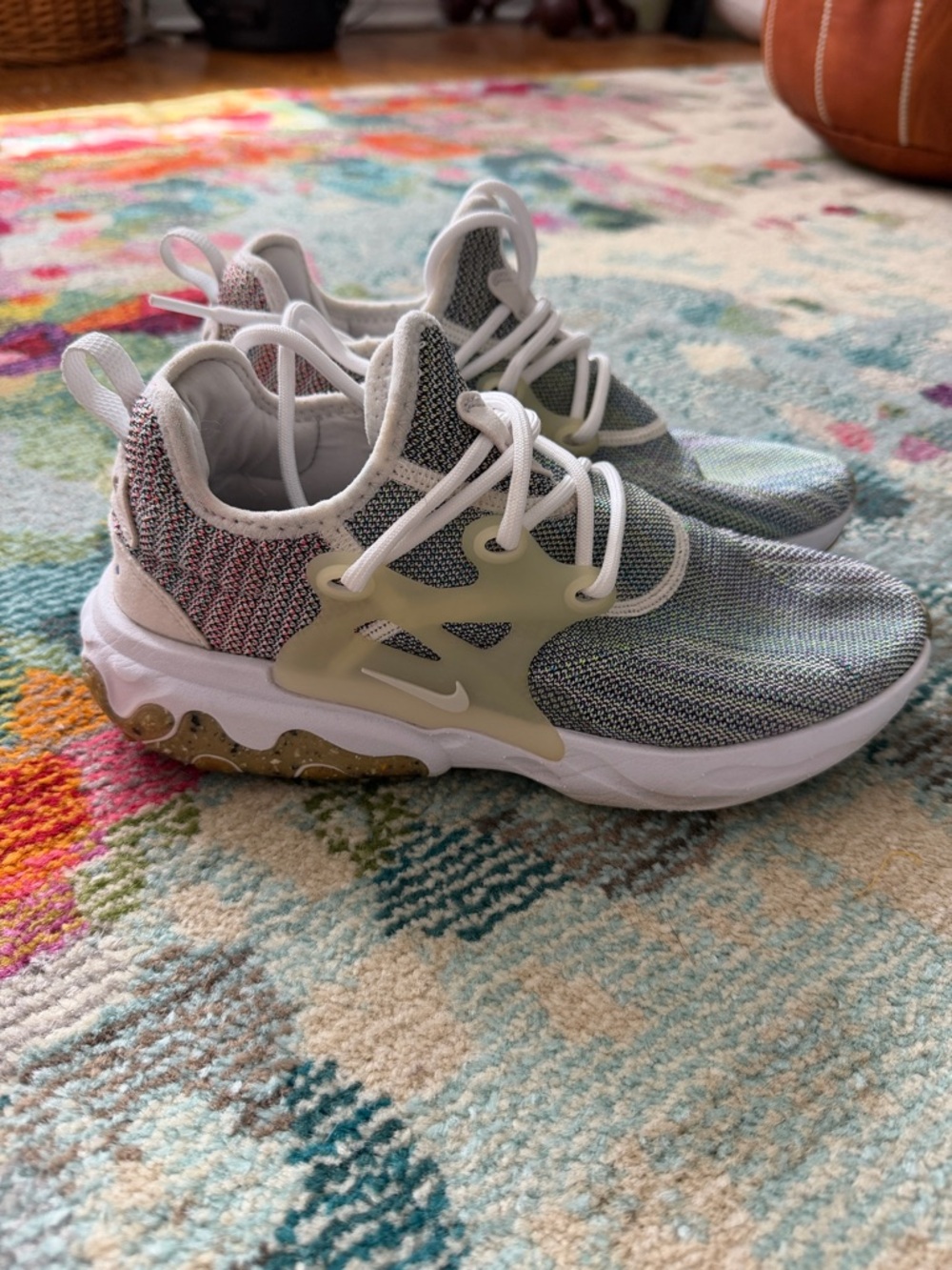 Nike React Presto Recycled Canvas Multicolor Knit Sneakers with White Laces
